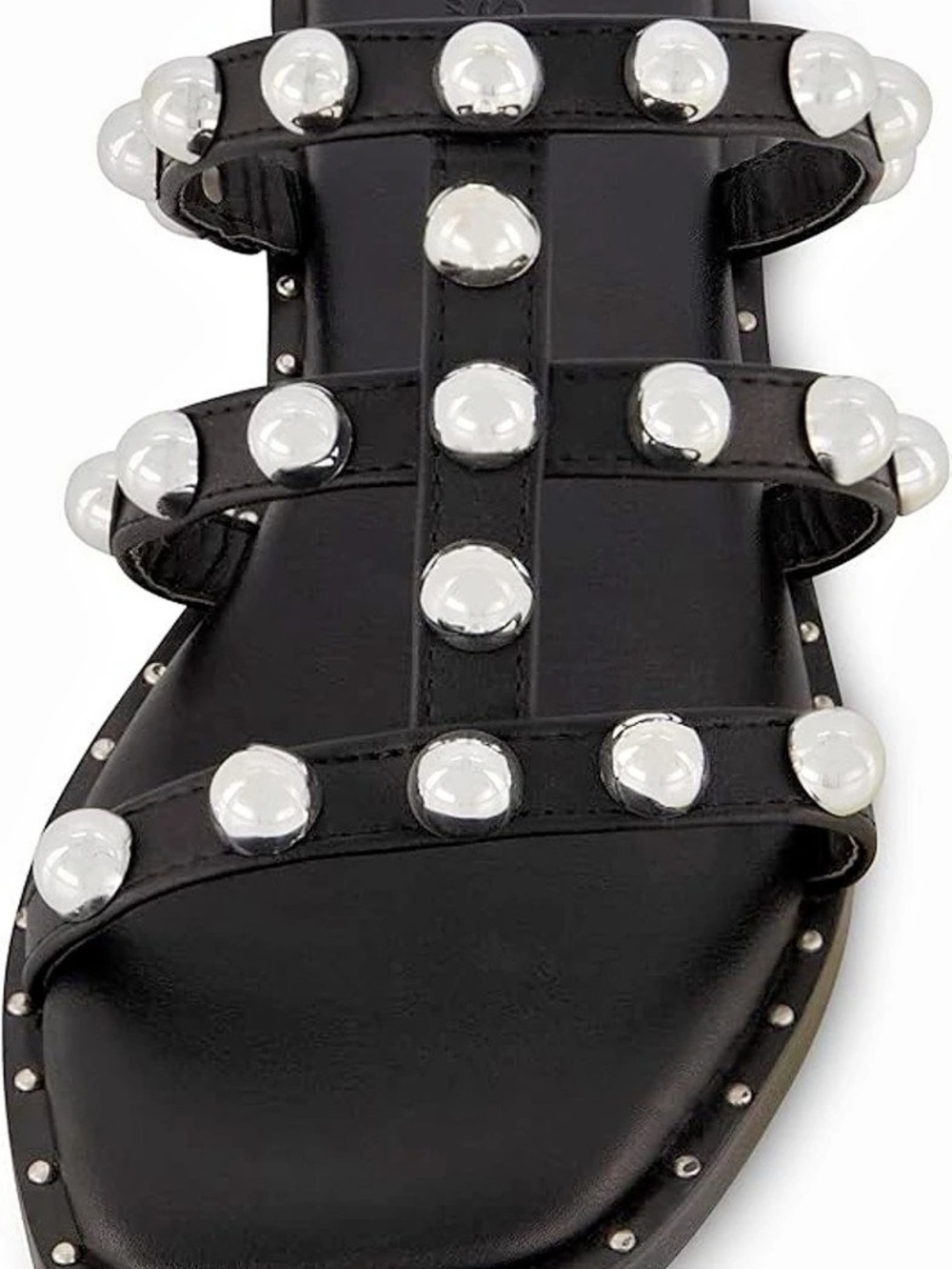 Sincerely Jules Valli Studded Flat Sandals Black Slide Sandals